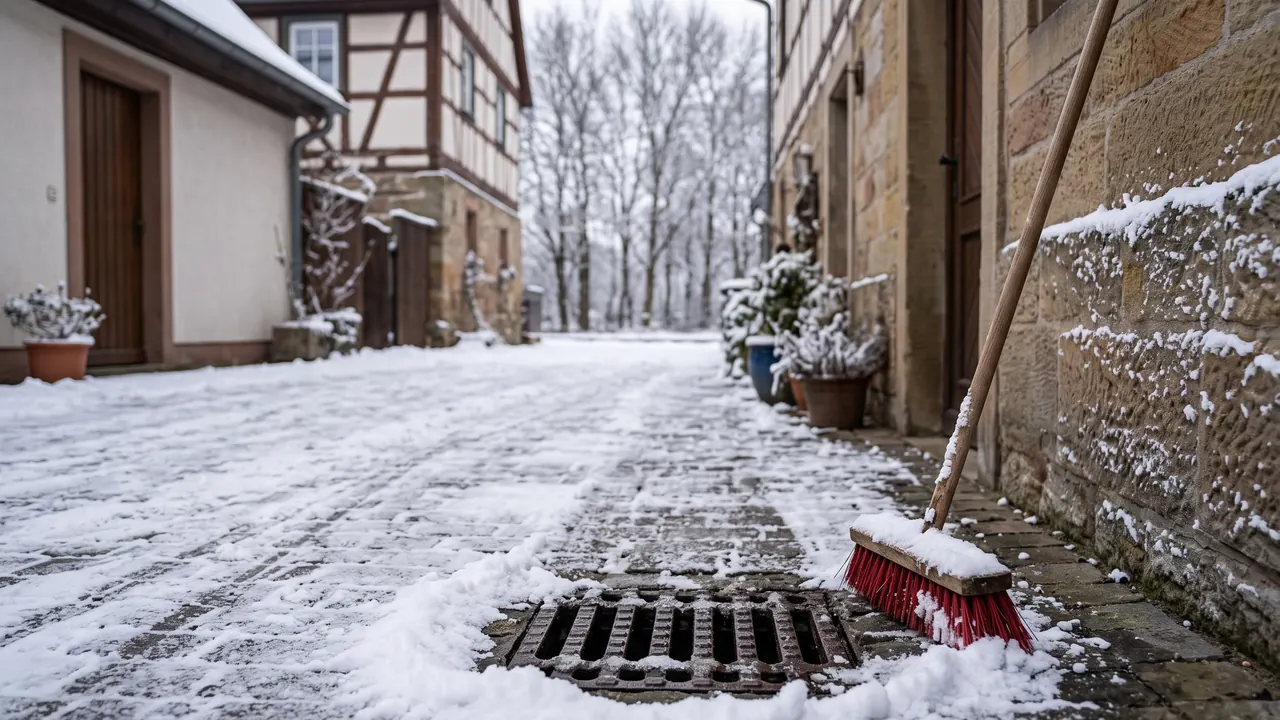 Abflüsse und Hofeinläufe im Winter richtig schützen