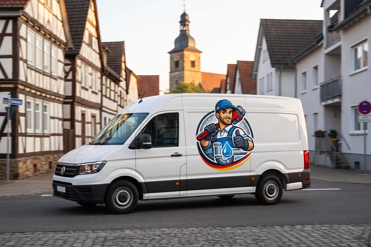 Servicefahrzeug auf dem Weg zum Einsatz – Rohrreinigung deutschlandweit